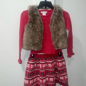 Tommy Bahama Red Knit with Faux Fur Trim